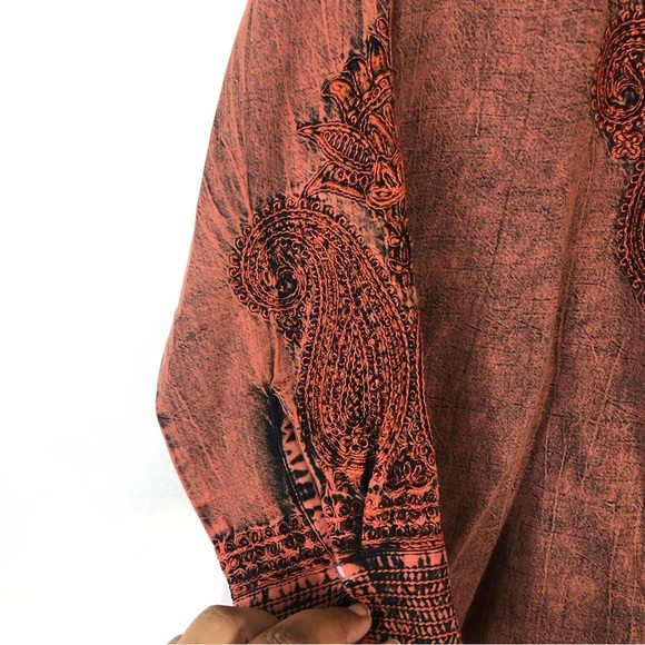Soft Surroundings Spice Market Burnt Orange Acid Wash Embroidered Tunic - Picture 10 of 15